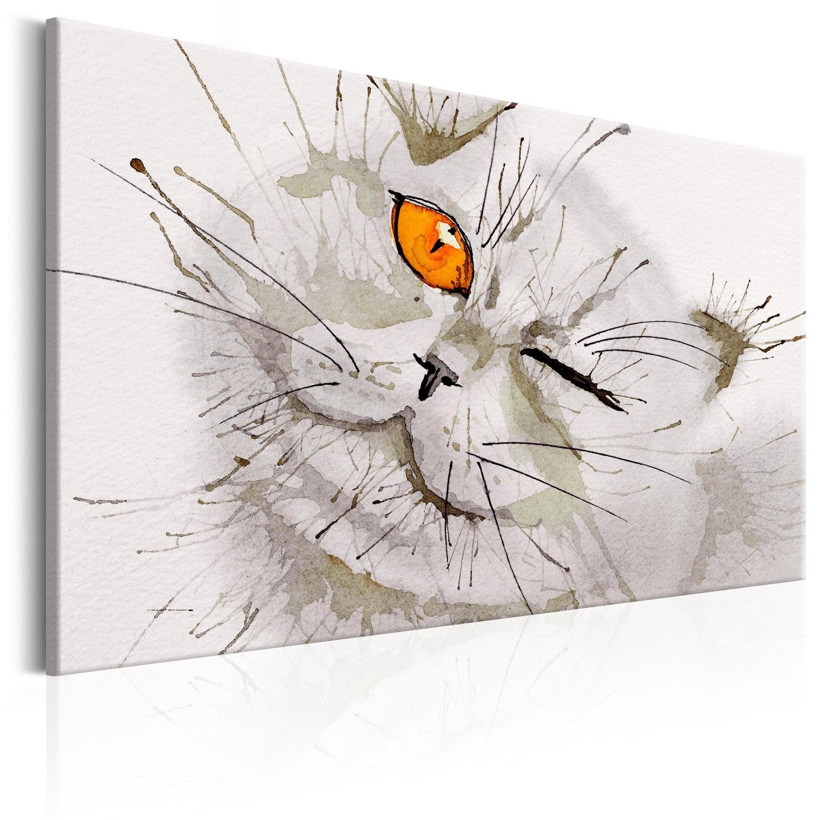 Stretched Canvas Animal Art - Grey Cat-Tiptophomedecor