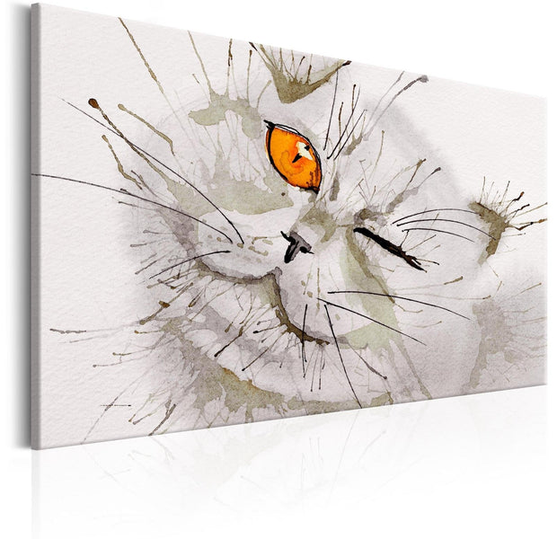 Stretched Canvas Animal Art - Grey Cat-Tiptophomedecor