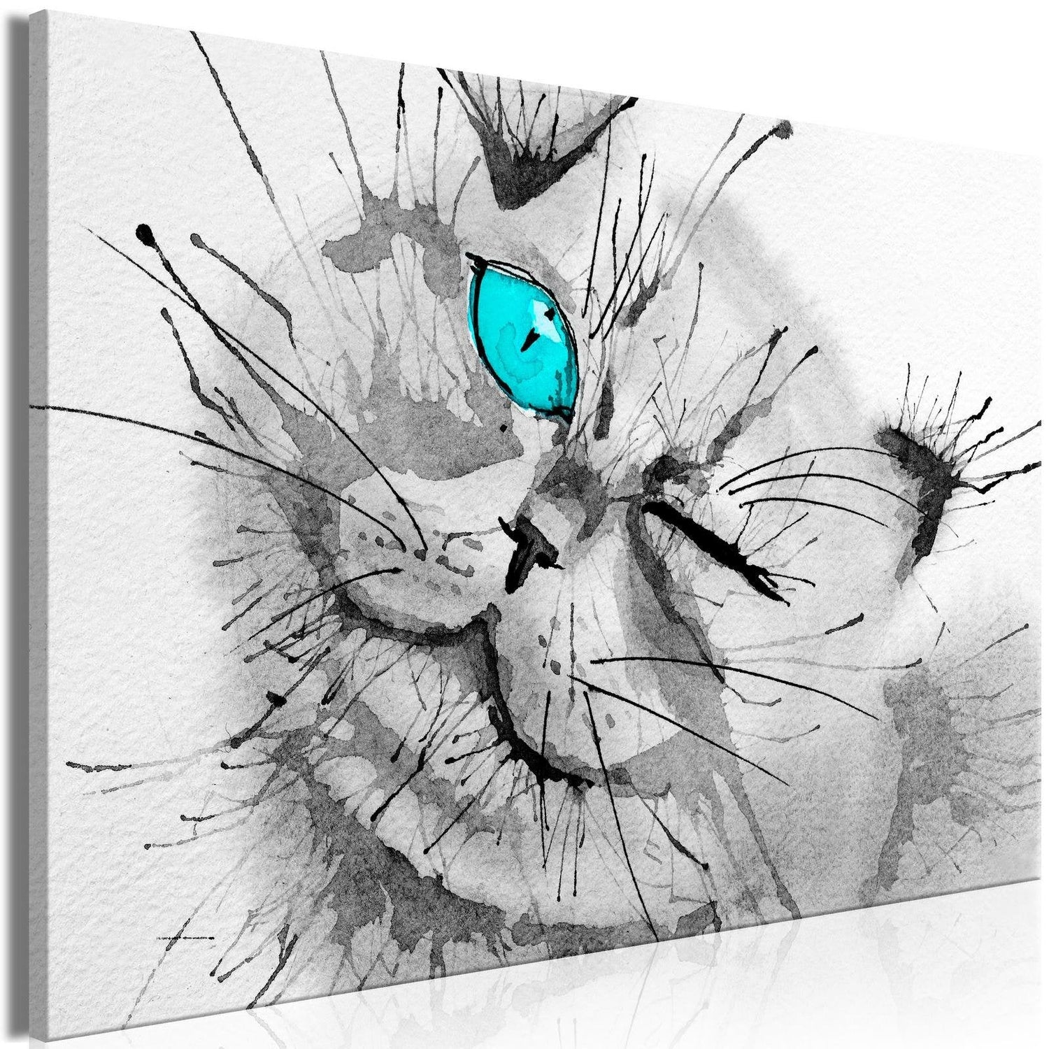 Stretched Canvas Animal Art - Happy Look Wide Blue-Tiptophomedecor