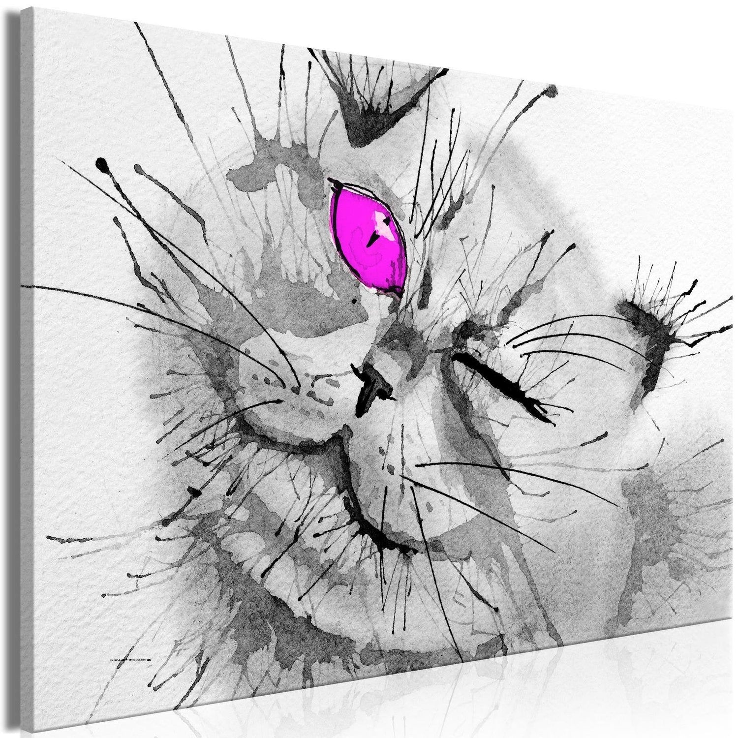Stretched Canvas Animal Art - Happy Look Wide Pink-Tiptophomedecor