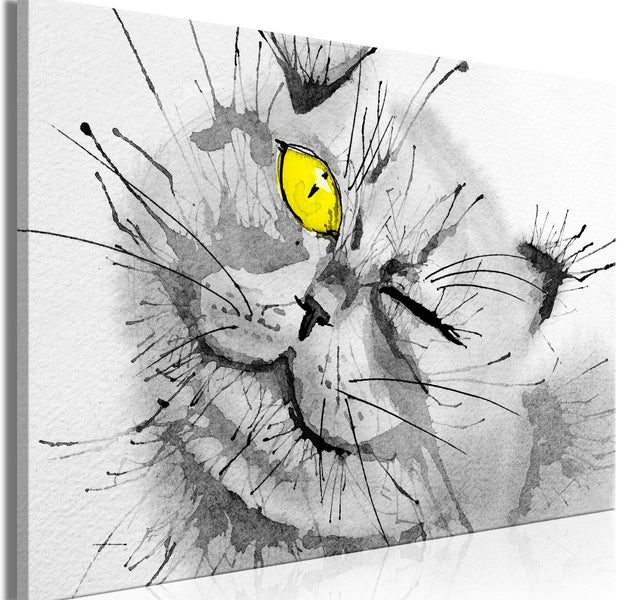 Stretched Canvas Animal Art - Happy Look Wide Yellow-Tiptophomedecor