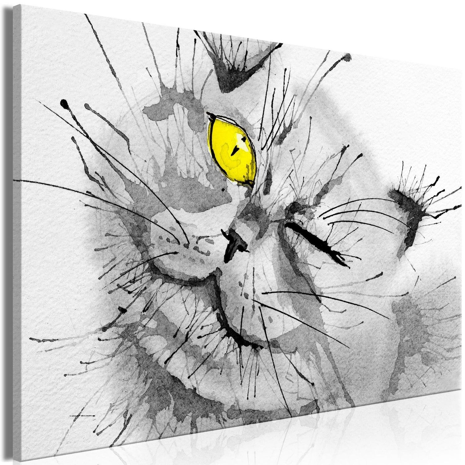 Stretched Canvas Animal Art - Happy Look Wide Yellow-Tiptophomedecor