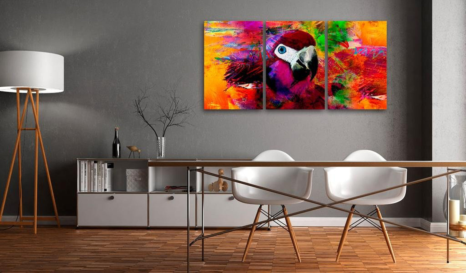 Stretched Canvas Animal Art - Jungle Of Colours-Tiptophomedecor
