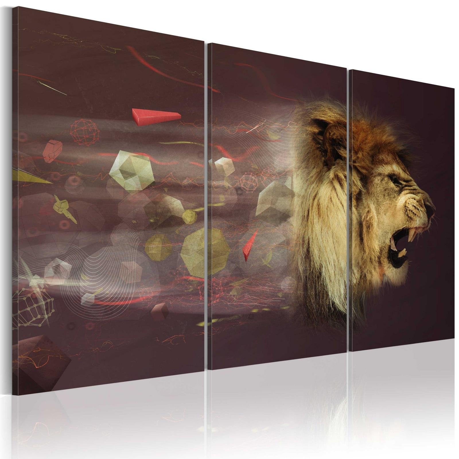 Stretched Canvas Animal Art - Lion (Abstract)-Tiptophomedecor