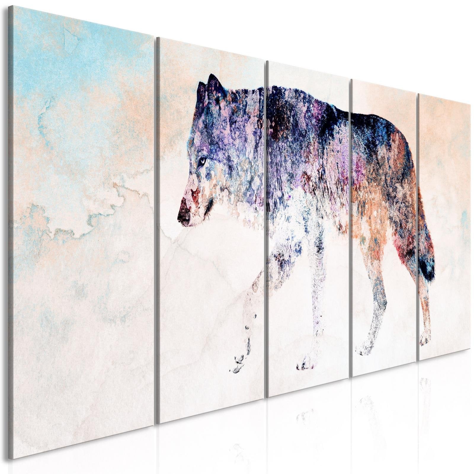 Stretched Canvas Animal Art - Lonely Wolf Narrow-Tiptophomedecor