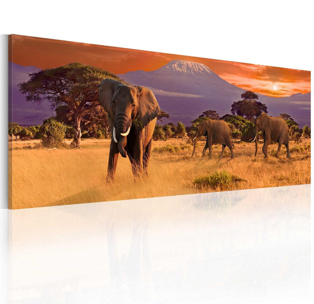 Stretched Canvas Animal Art - March Of African Elephants-Tiptophomedecor