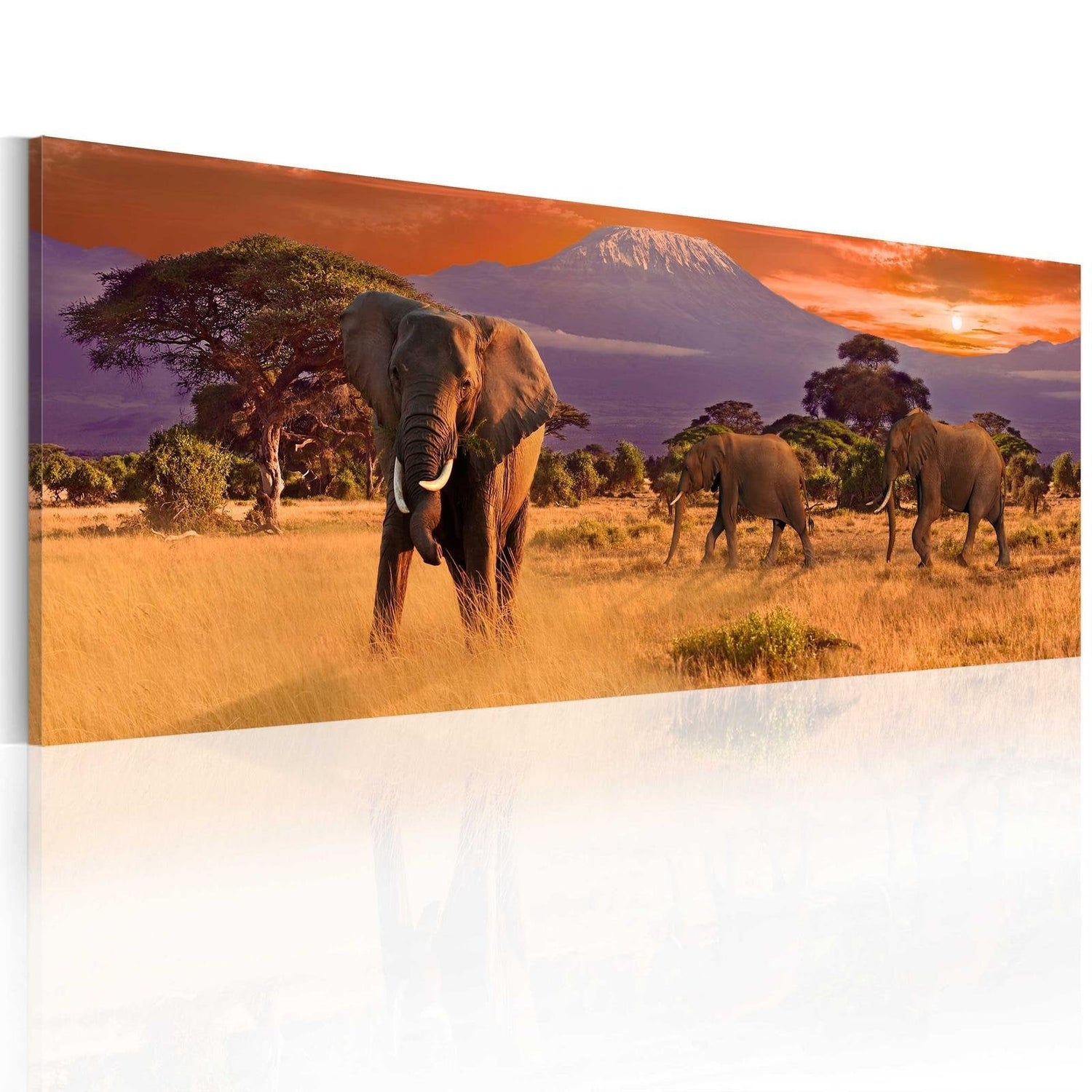 Stretched Canvas Animal Art - March Of African Elephants-Tiptophomedecor