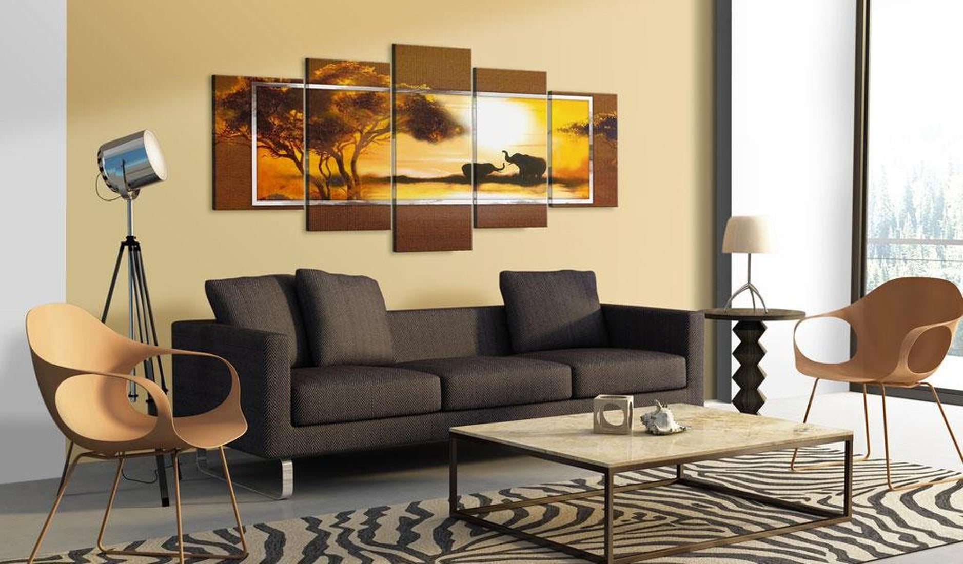 Stretched Canvas Animal Art - Meeting At The Savannah-Tiptophomedecor