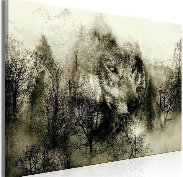 Stretched Canvas Animal Art - Mountain Predator Wide Beige-Tiptophomedecor