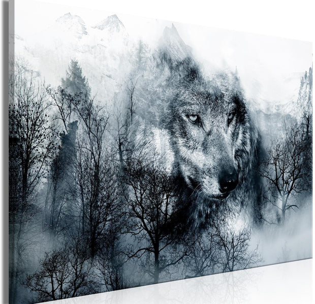 Stretched Canvas Animal Art - Mountain Predator Wide Black And White-Tiptophomedecor