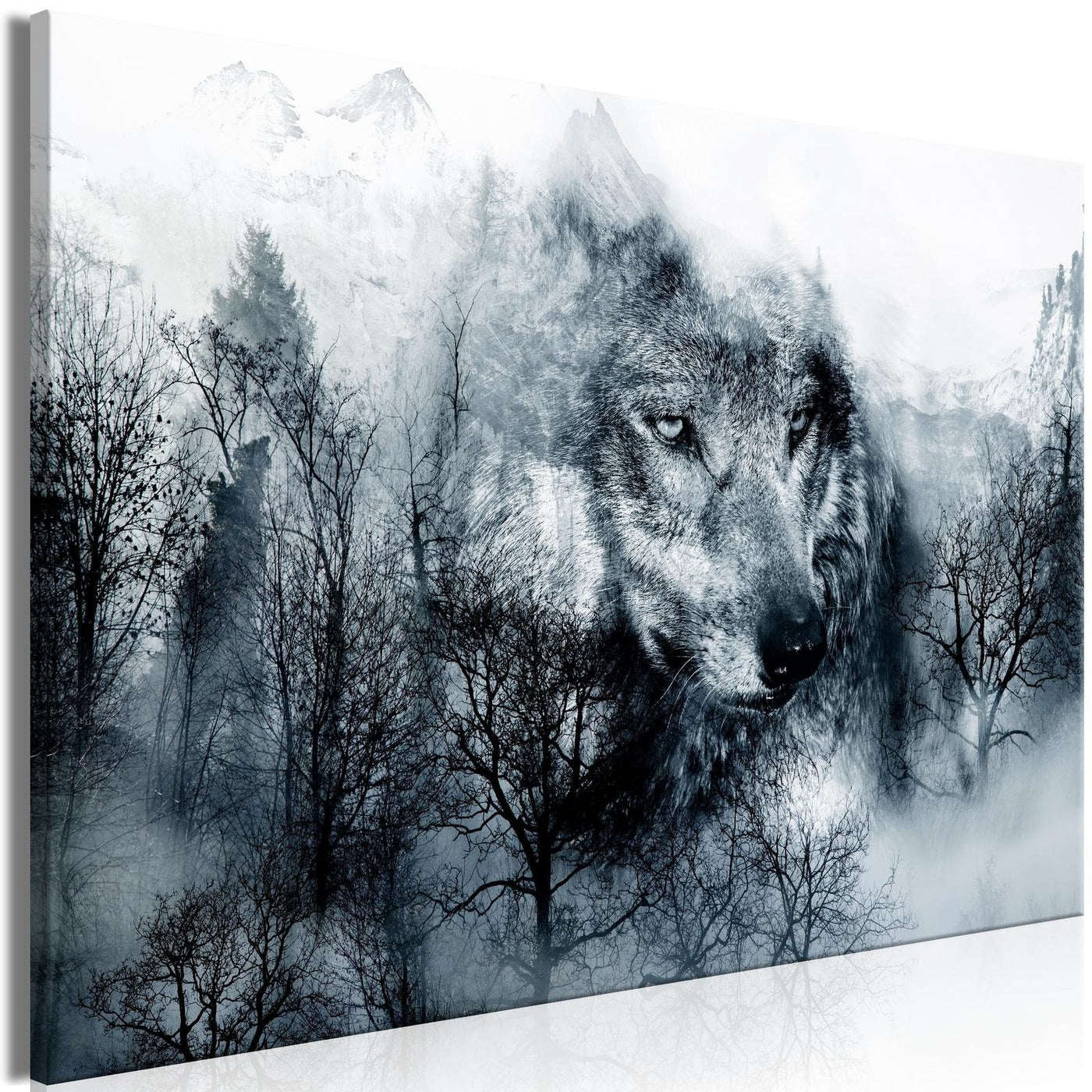 Stretched Canvas Animal Art - Mountain Predator Wide Black And White-Tiptophomedecor