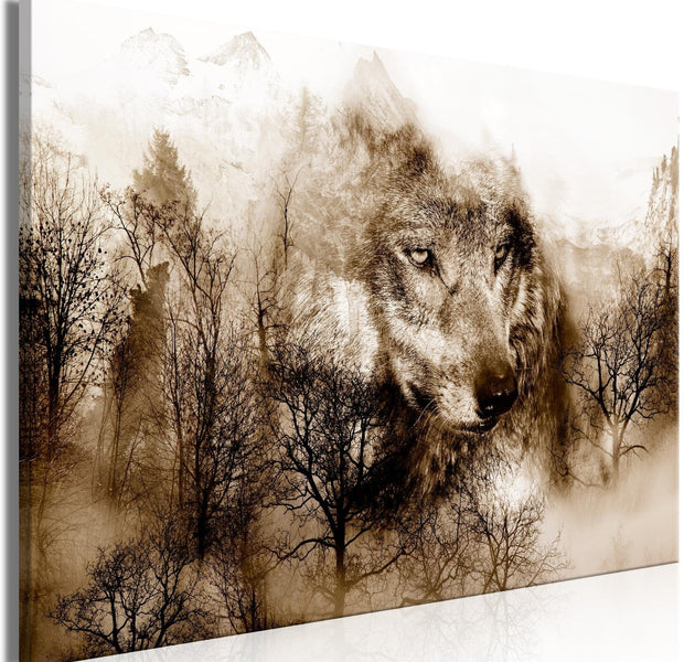 Stretched Canvas Animal Art - Mountain Predator Wide Brown-Tiptophomedecor