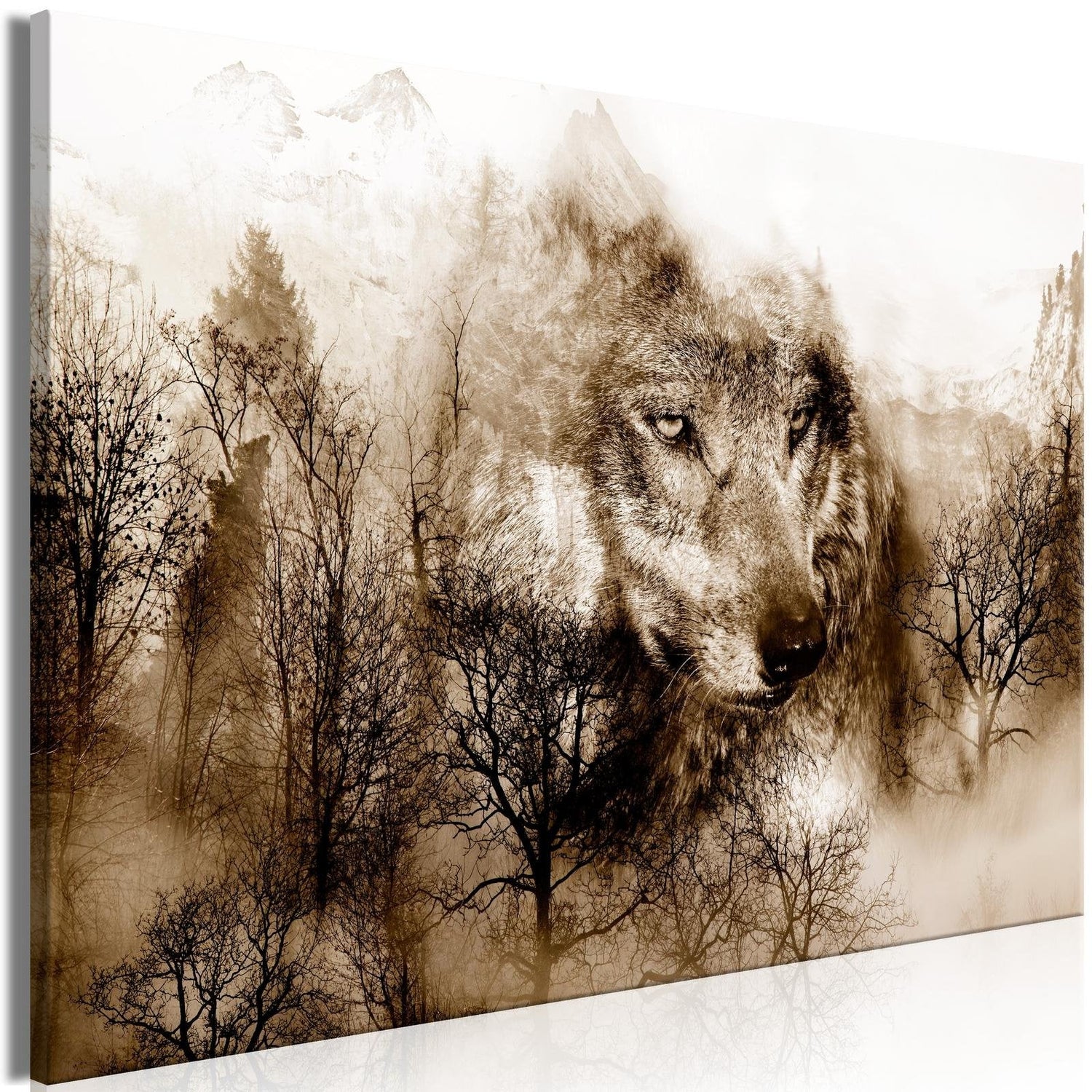 Stretched Canvas Animal Art - Mountain Predator Wide Brown-Tiptophomedecor
