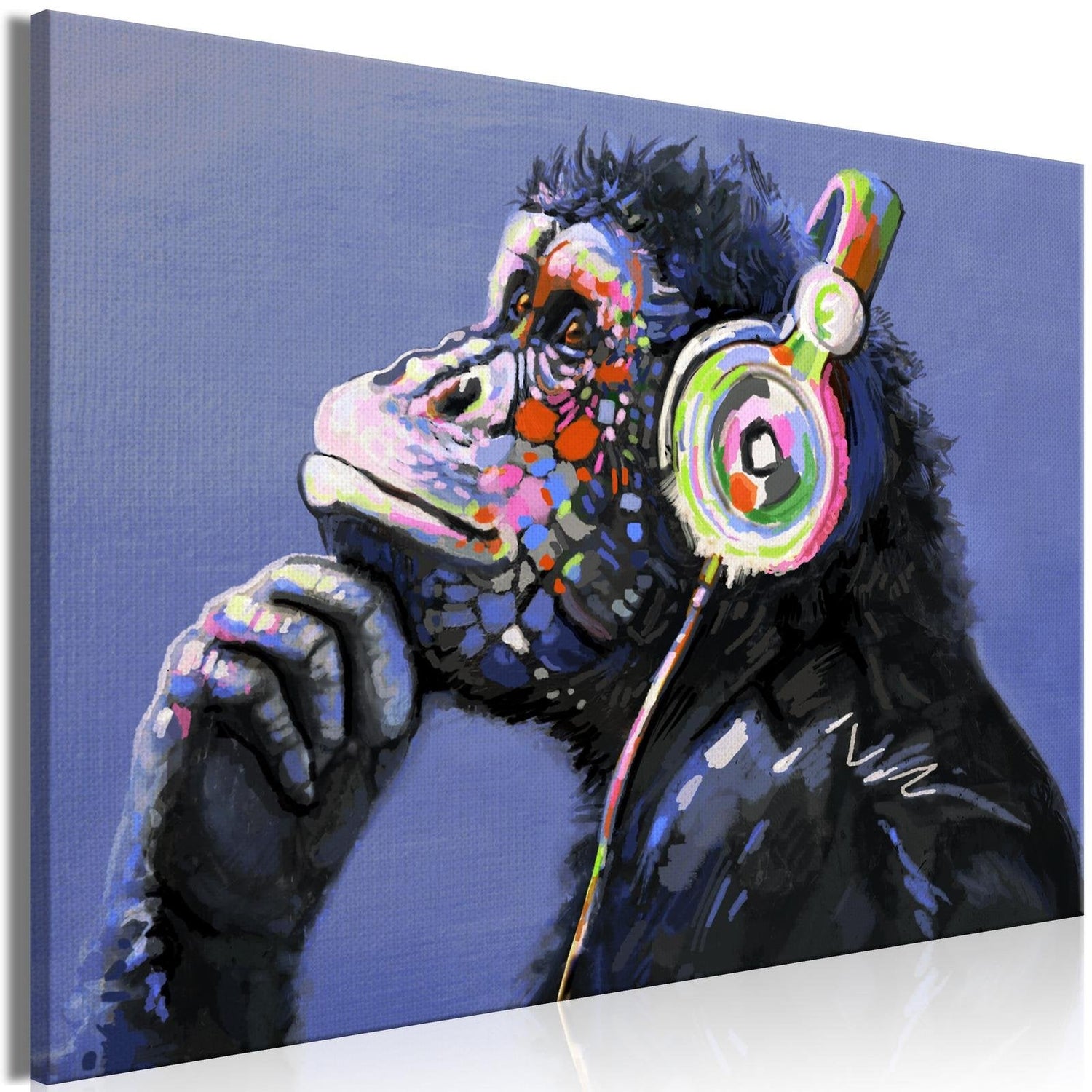 Stretched Canvas Animal Art - Musical Monkey Wide-Tiptophomedecor