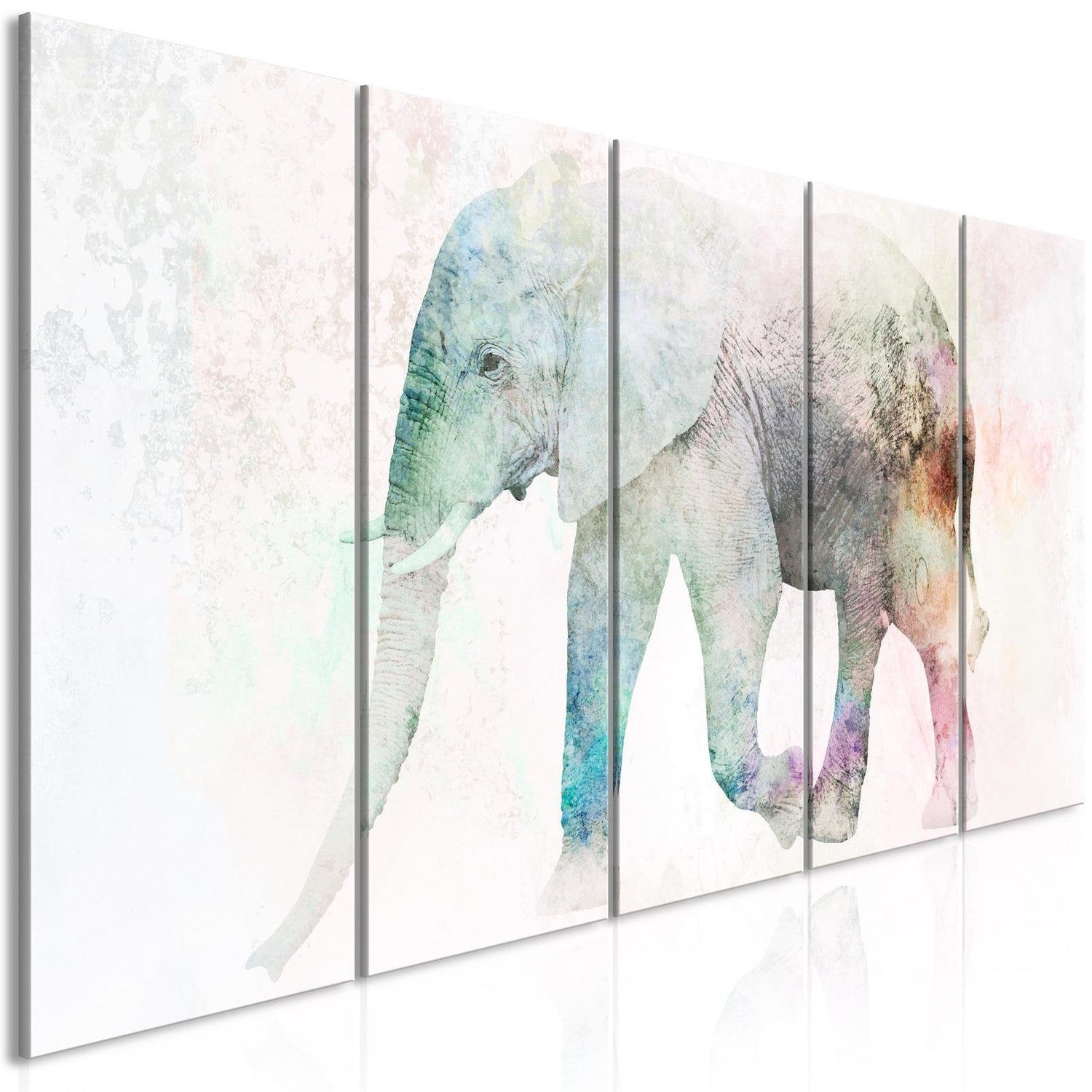 Stretched Canvas Animal Art - Painted Elephant Narrow-Tiptophomedecor