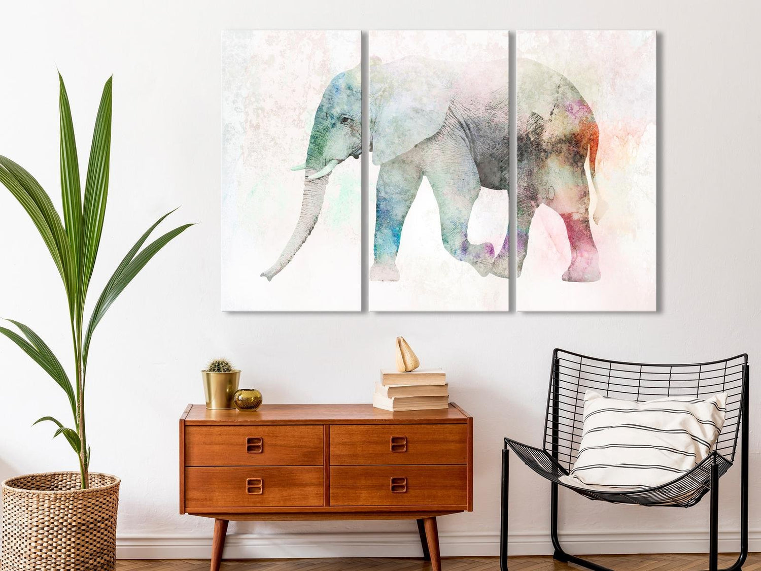 Stretched Canvas Animal Art - Painted Elephant-Tiptophomedecor