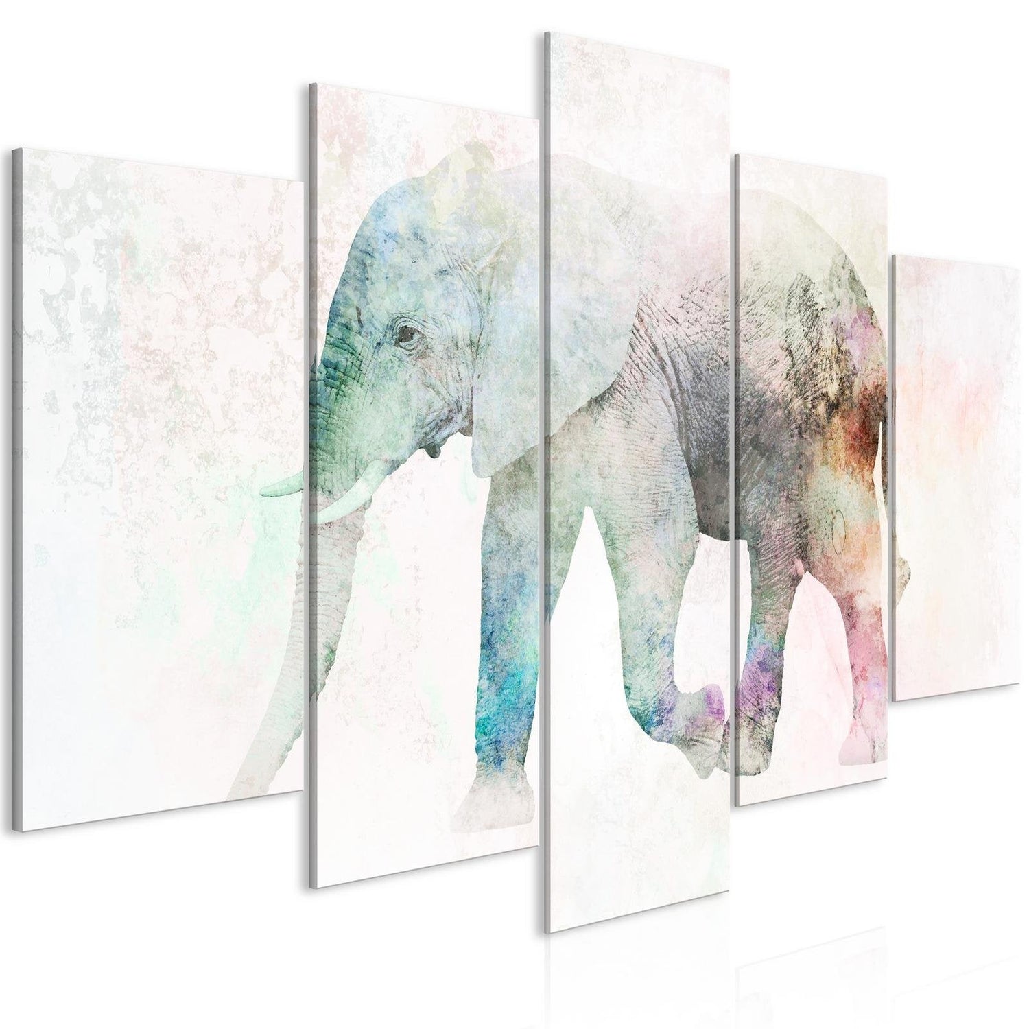 Stretched Canvas Animal Art - Painted Elephant Wide-Tiptophomedecor