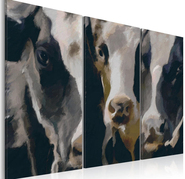 Stretched Canvas Animal Art - Piebald Cow-Tiptophomedecor