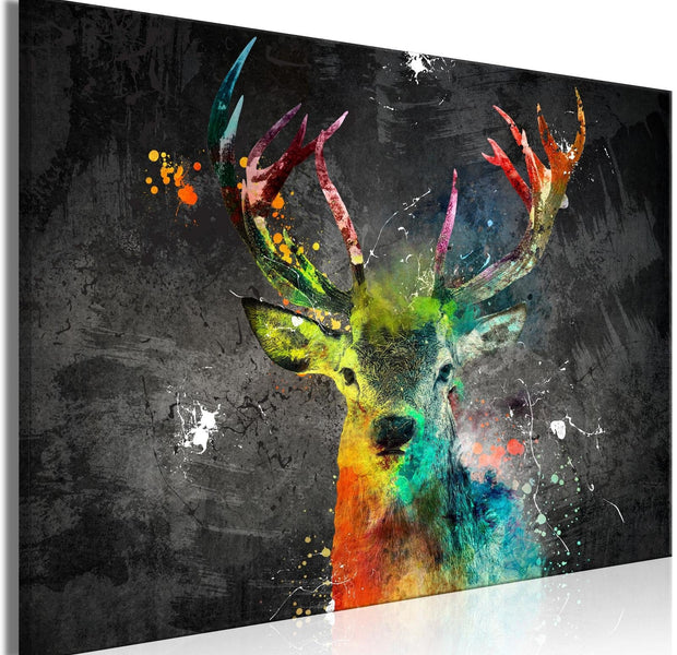 Stretched Canvas Animal Art - Rainbow Deer Wide-Tiptophomedecor