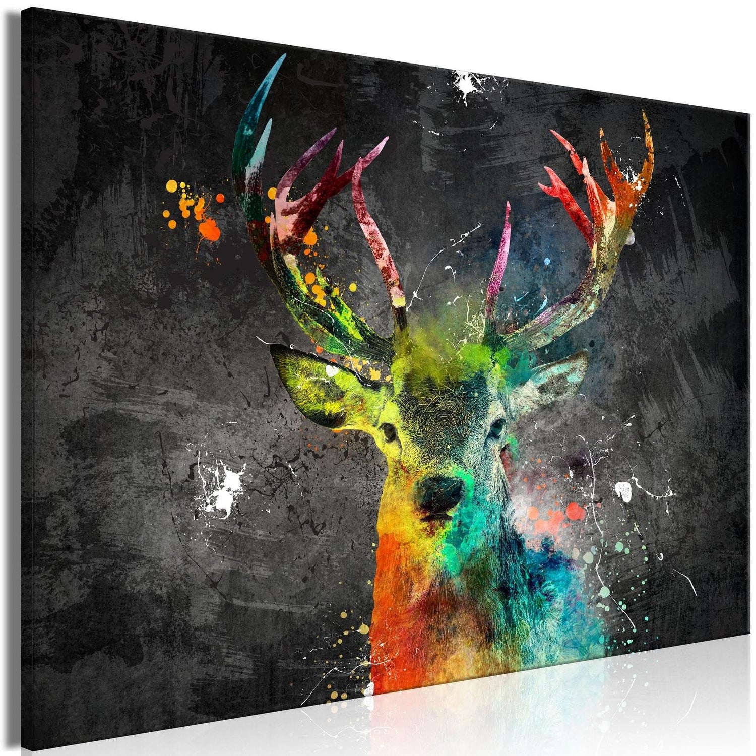 Stretched Canvas Animal Art - Rainbow Deer Wide-Tiptophomedecor