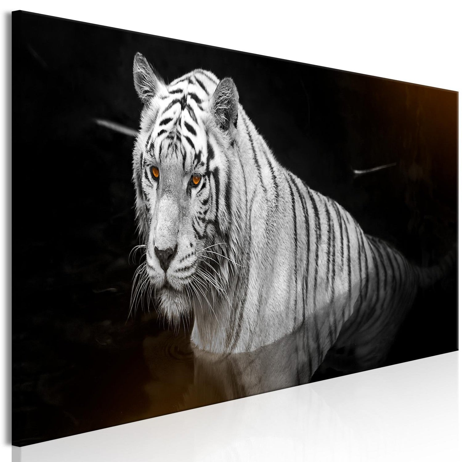 Stretched Canvas Animal Art - Shining Tiger Orange Narrow-Tiptophomedecor