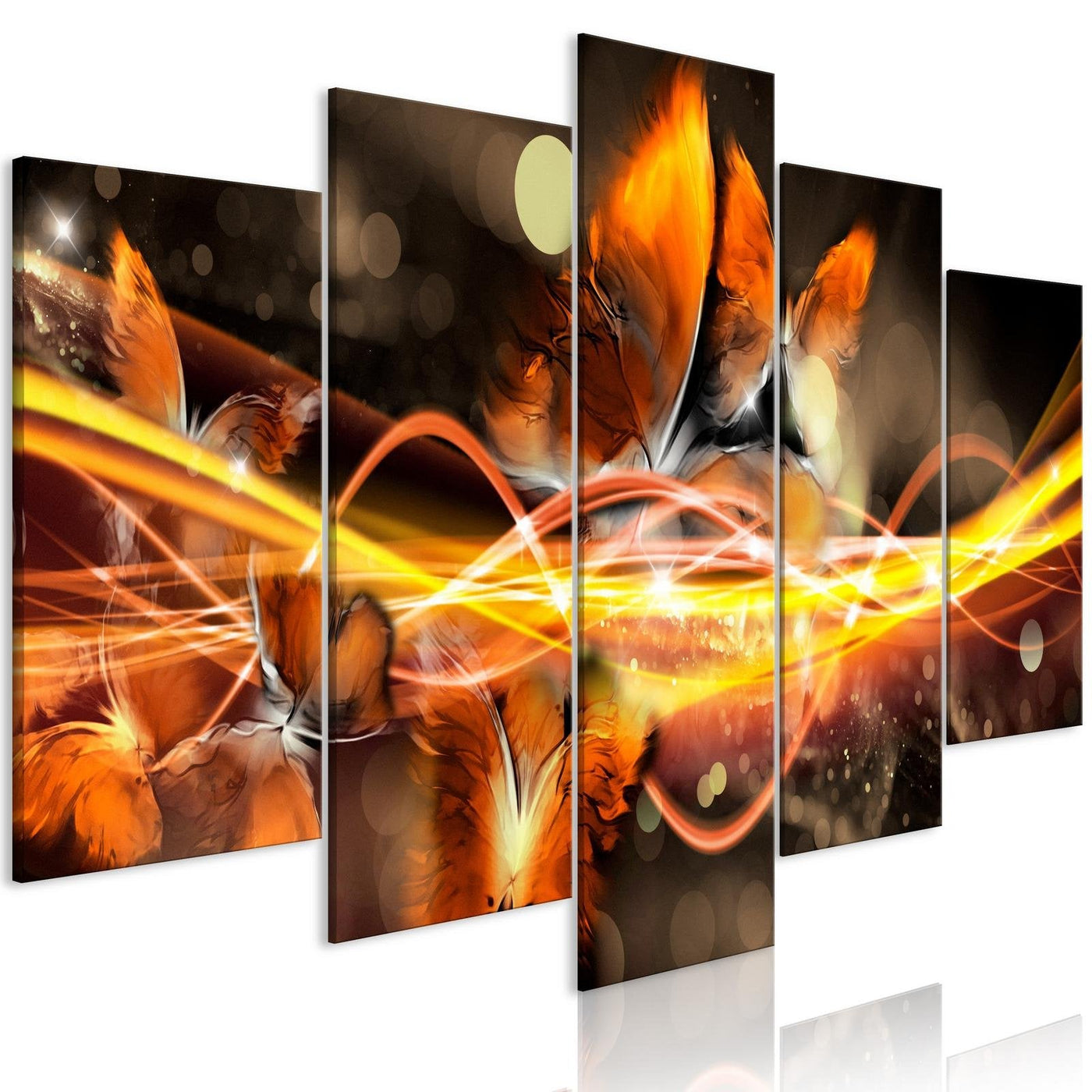 Stretched Canvas Animal Art - Swarm Of Butterflies Orange 5 Piece-Tiptophomedecor
