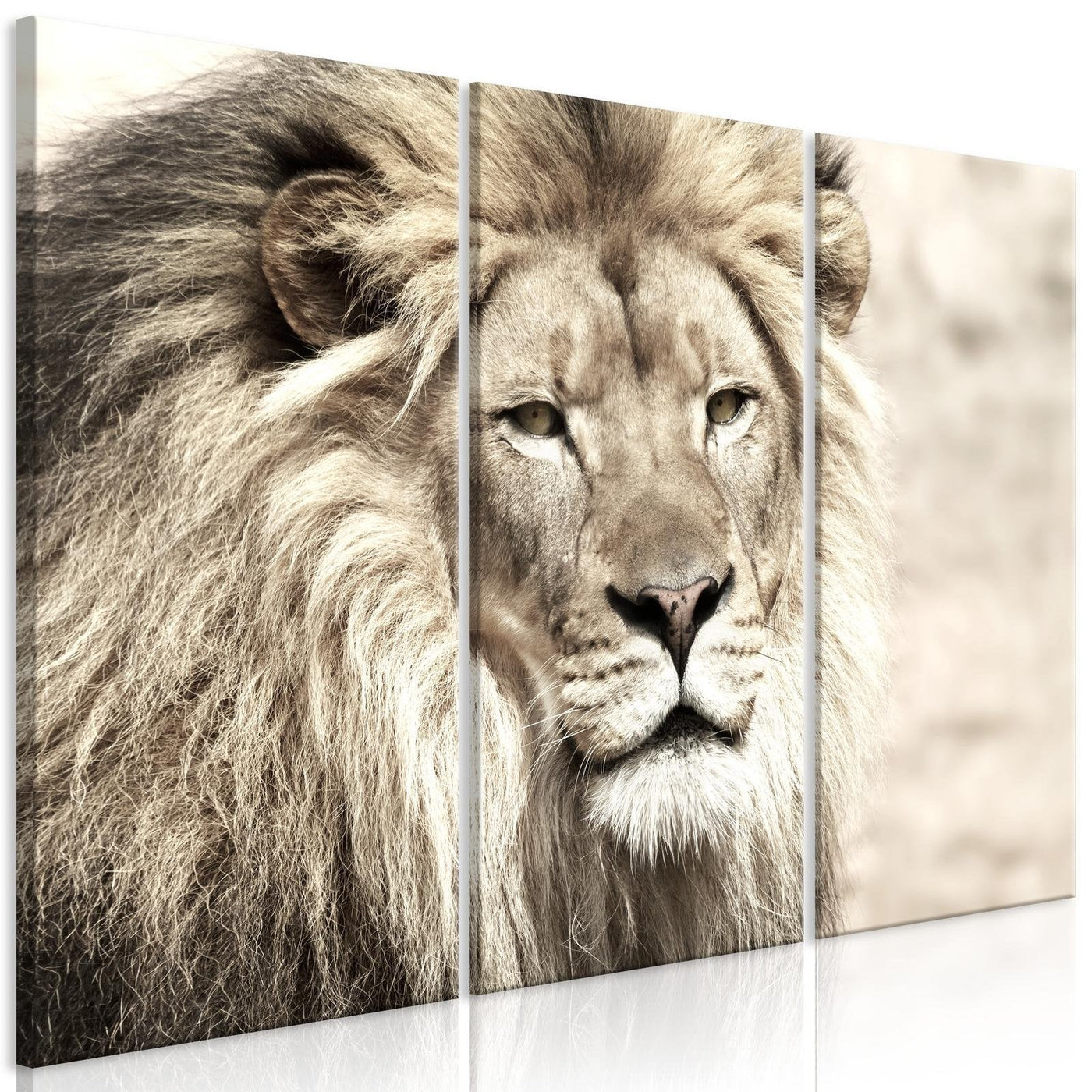 Stretched Canvas Animal Art - The King Of Beasts Beige-Tiptophomedecor