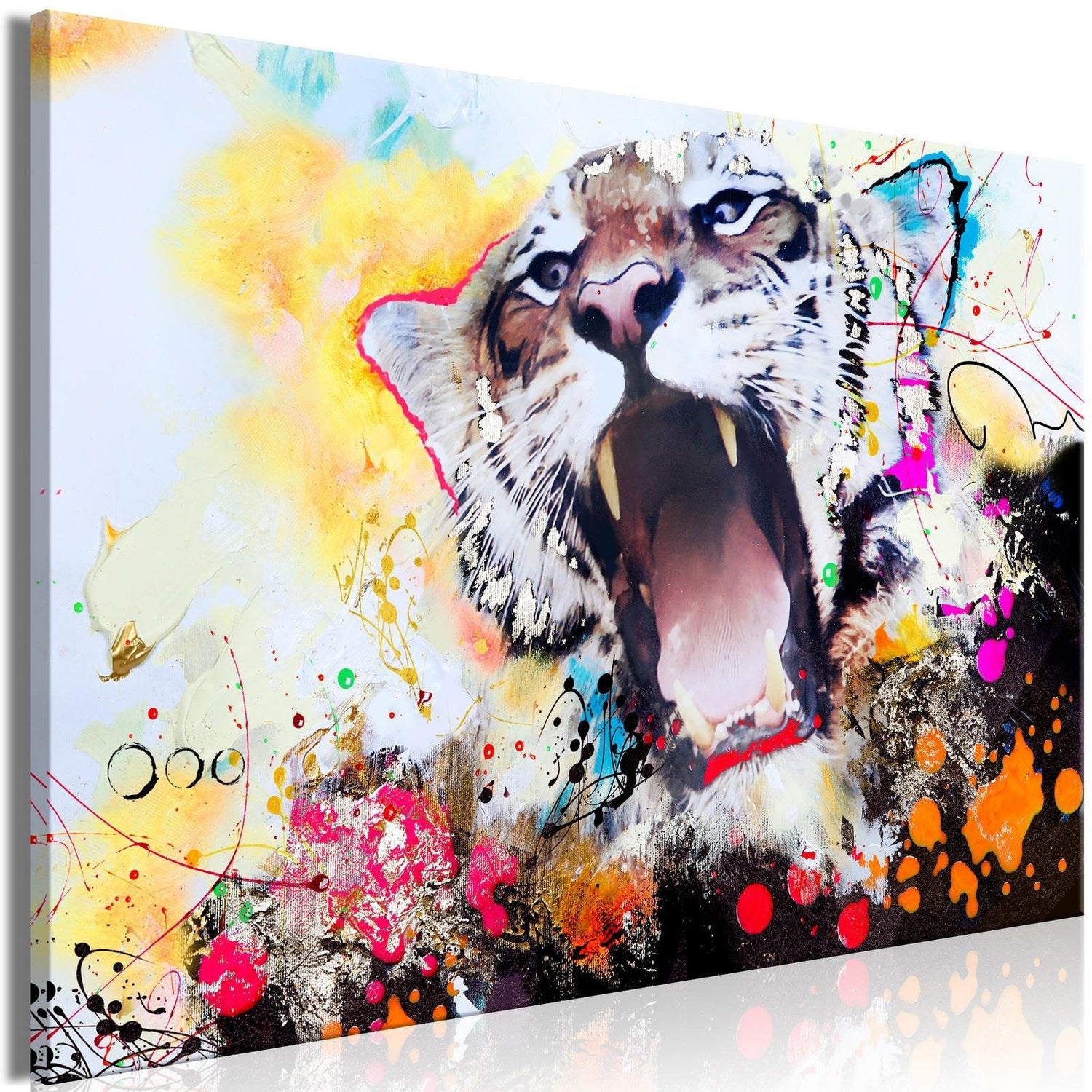 Stretched Canvas Animal Art - Tiger'S Roar Wide-Tiptophomedecor