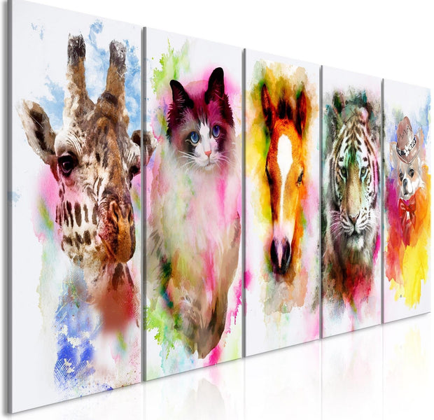 Stretched Canvas Animal Art - Watercolour Animals Narrow-Tiptophomedecor