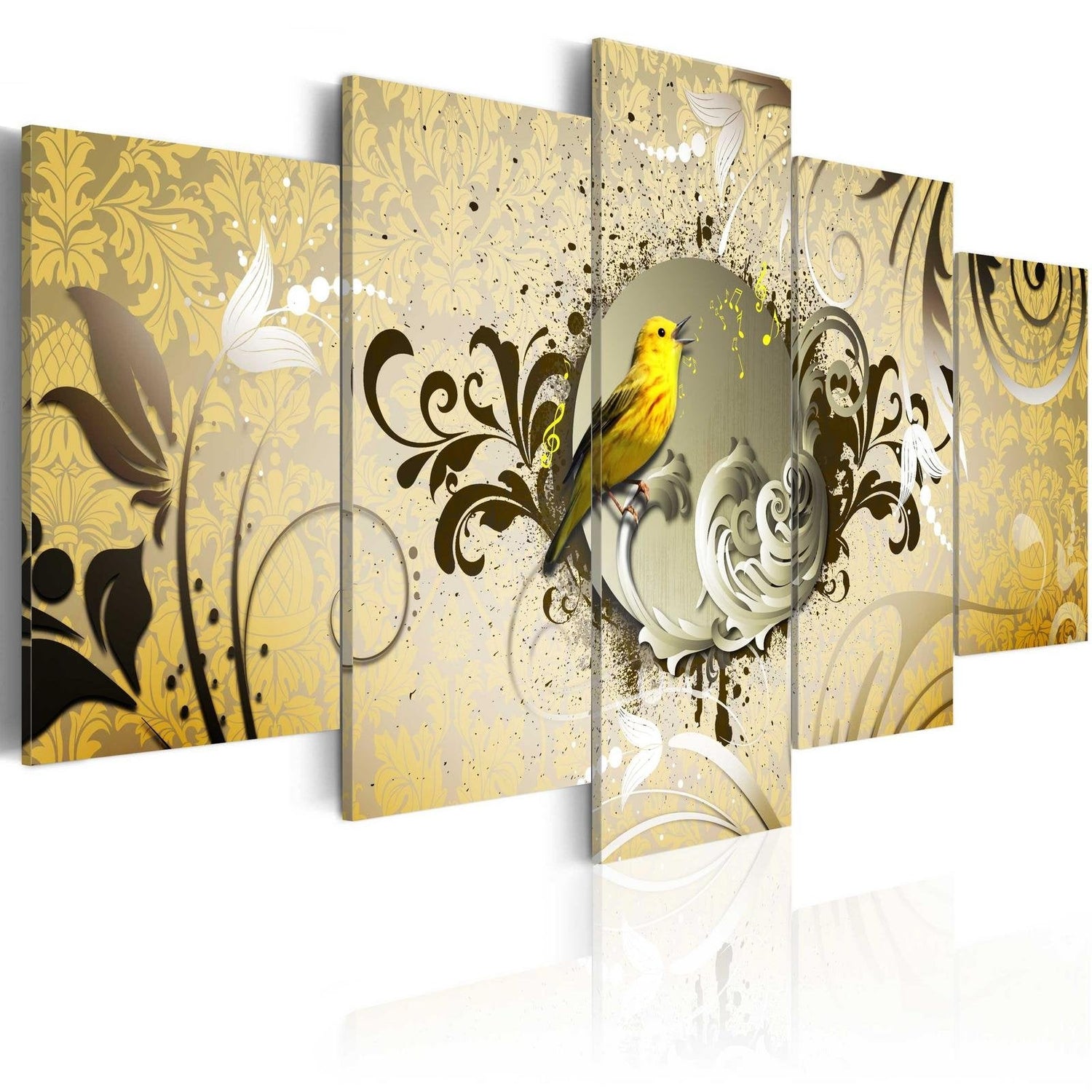 Stretched Canvas Animal Art - Yellow Bird Singing-Tiptophomedecor