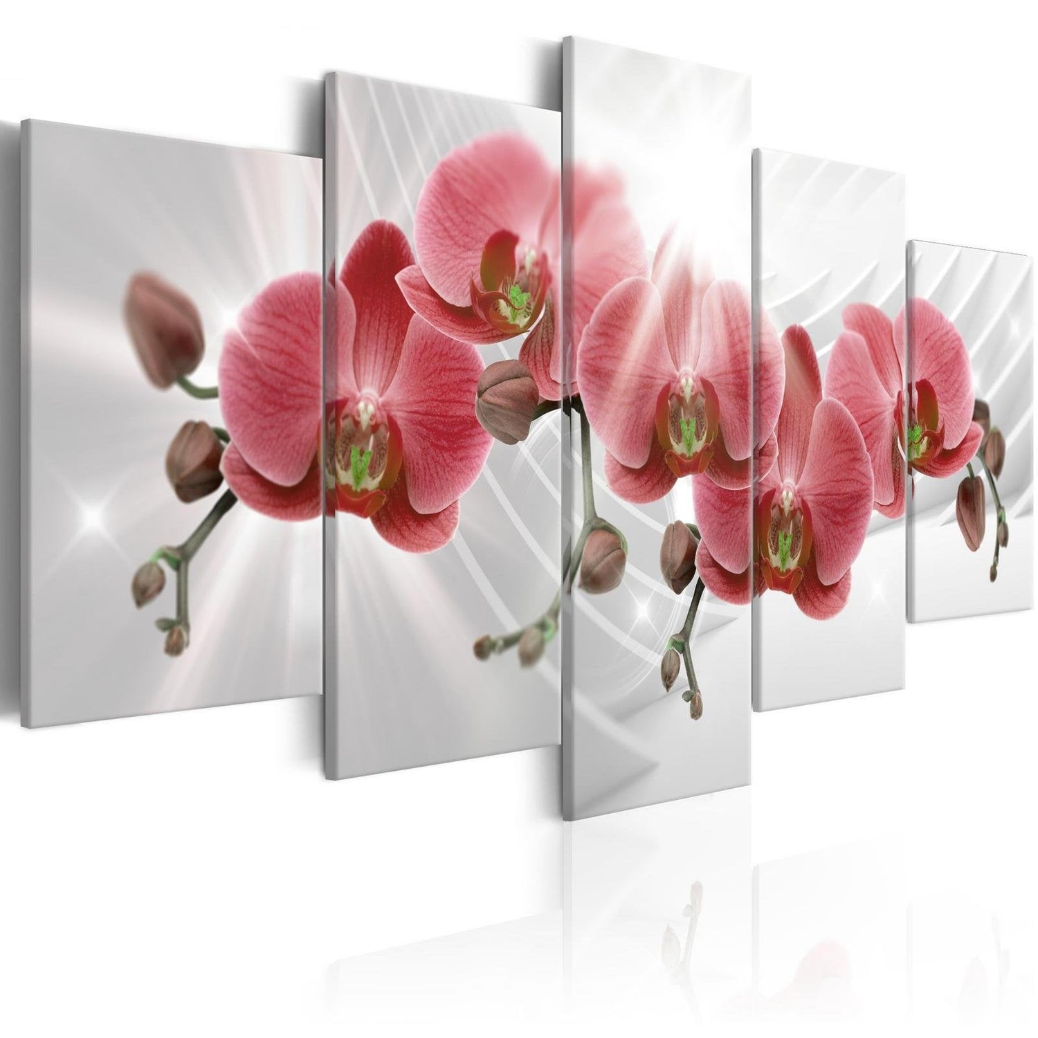 Stretched Canvas Floral Art - Abstract Garden: Red Orchis-Tiptophomedecor
