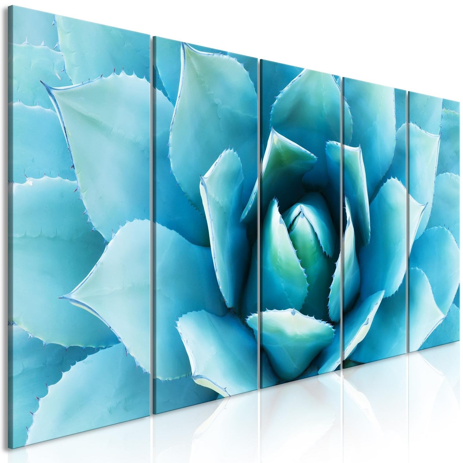 Stretched Canvas Floral Art - Agave Narrow Blue-Tiptophomedecor