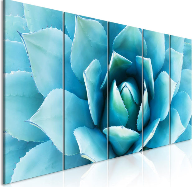 Stretched Canvas Floral Art - Agave Narrow Blue-Tiptophomedecor