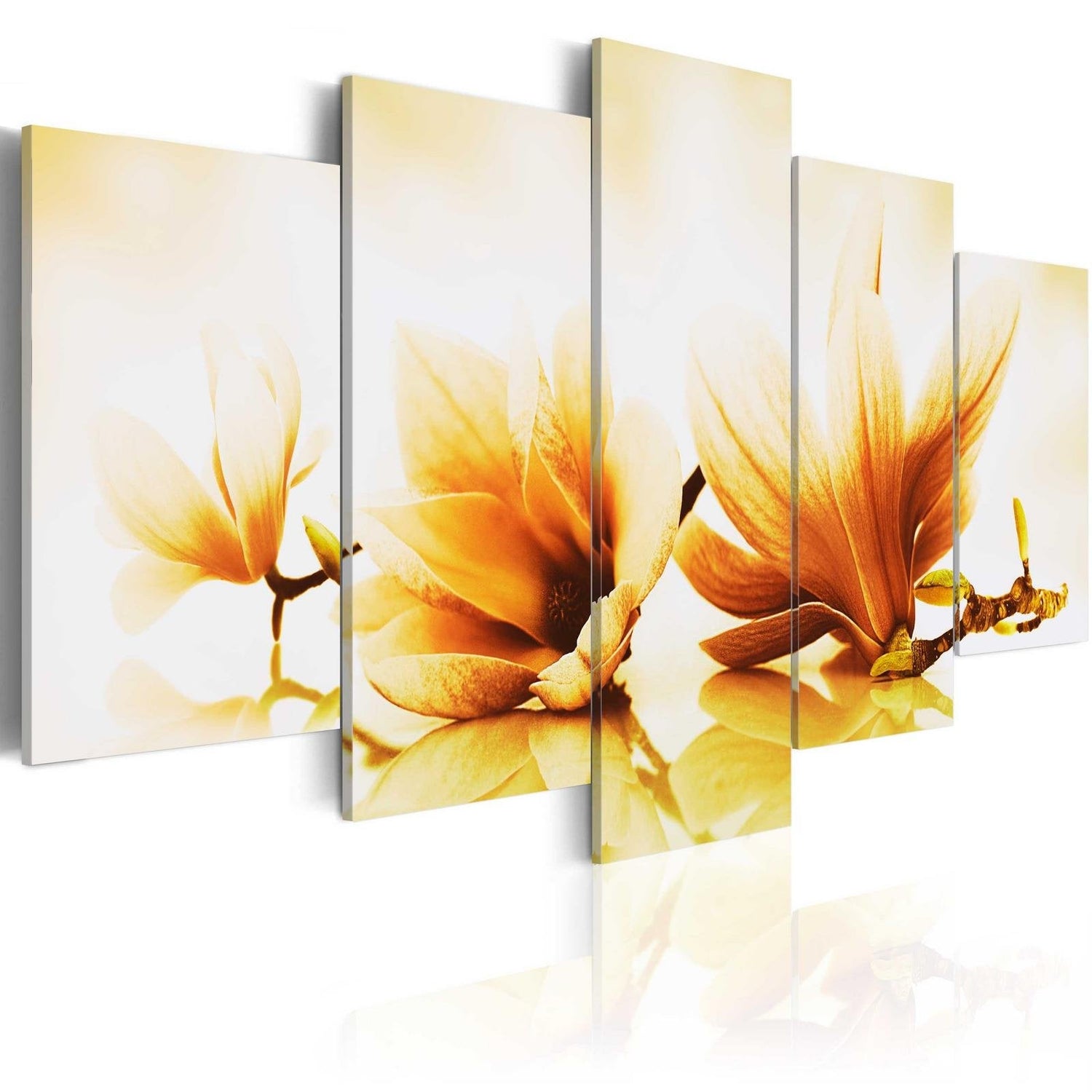 Stretched Canvas Floral Art - Amber Magnolias-Tiptophomedecor