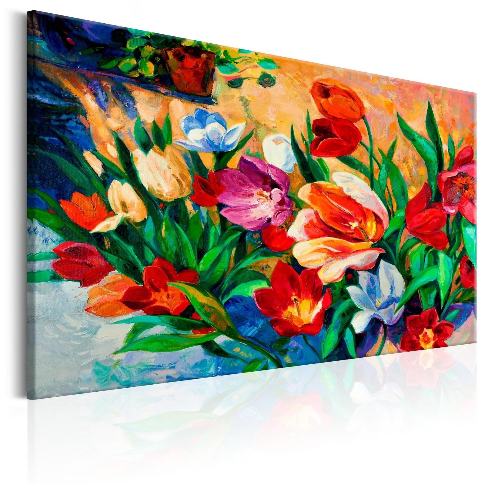 Stretched Canvas Floral Art - Art Of Colours: Tulips-Tiptophomedecor