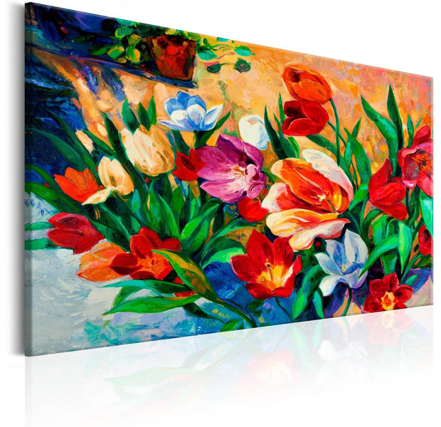 Stretched Canvas Floral Art - Art Of Colours: Tulips-Tiptophomedecor