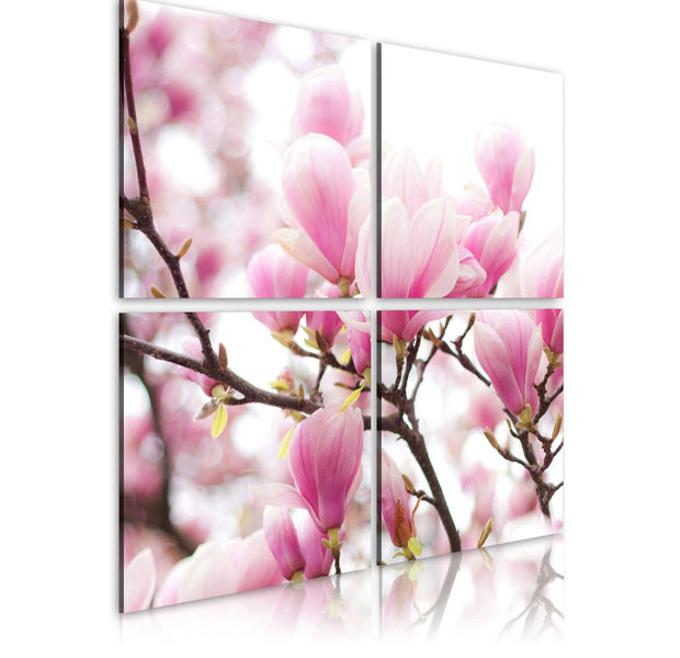 Stretched Canvas Floral Art - Blooming Magnolia Tree-Tiptophomedecor