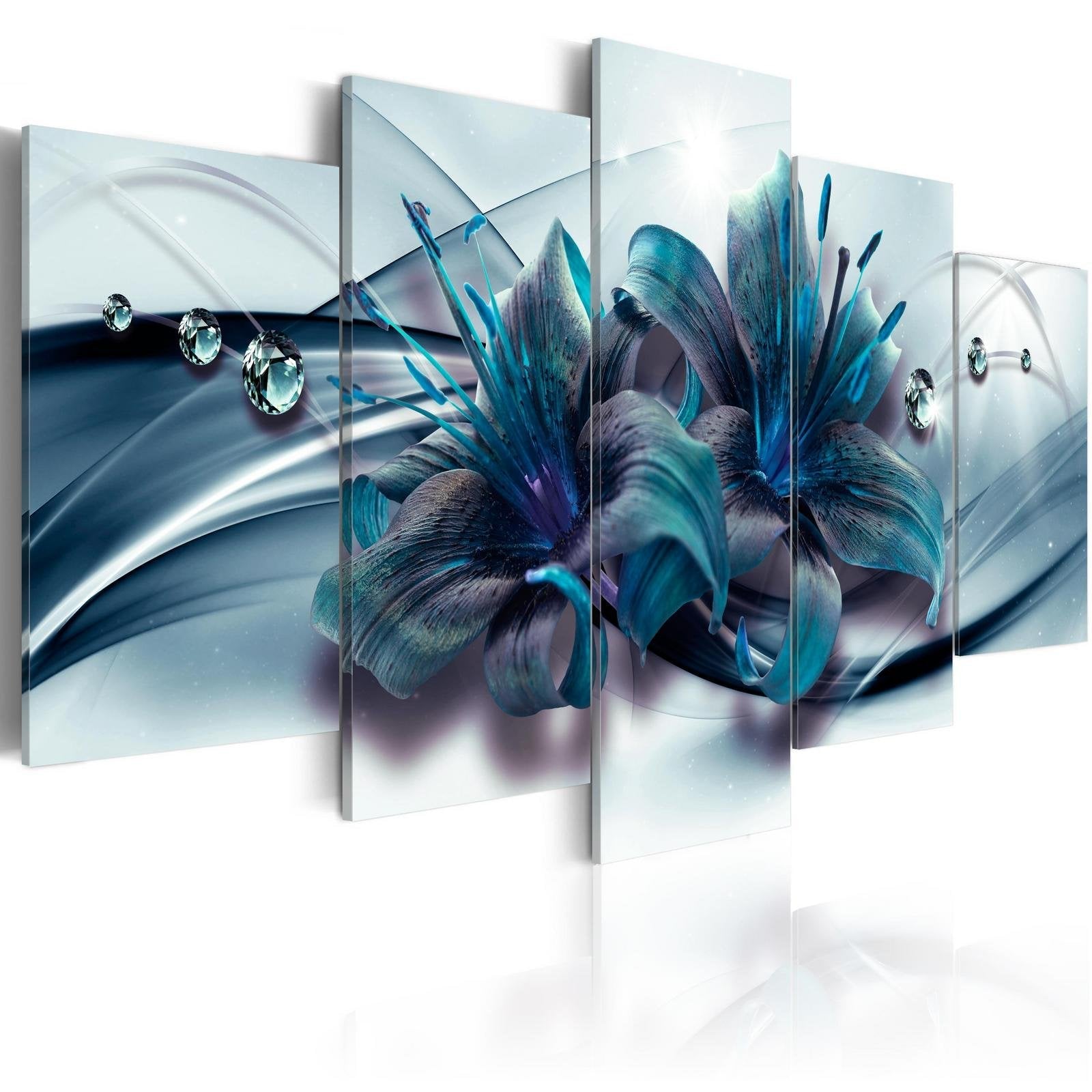 Stretched Canvas Floral Art - Blue Lily-Tiptophomedecor