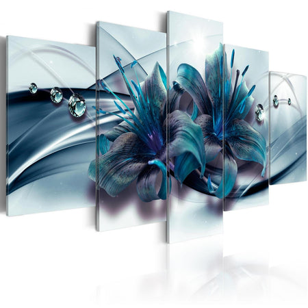 Stretched Canvas Floral Art - Blue Lily-Tiptophomedecor