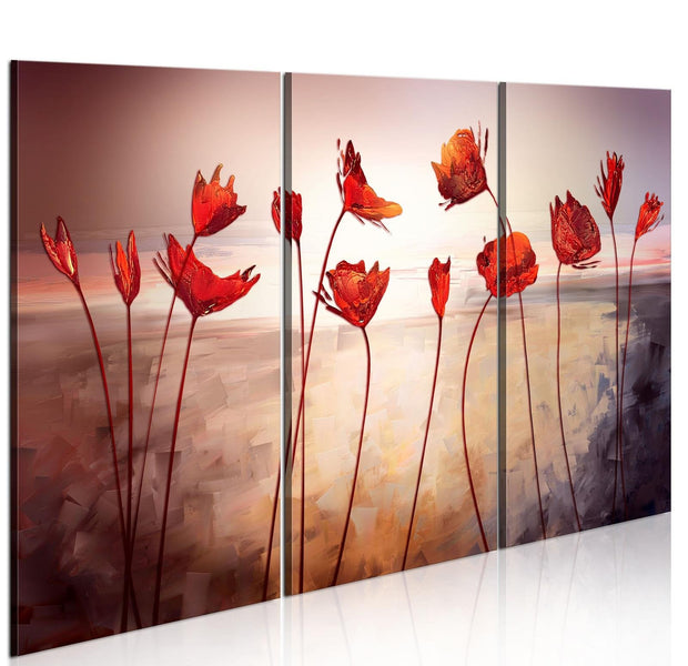Stretched Canvas Floral Art - Bright Red Poppies-Tiptophomedecor