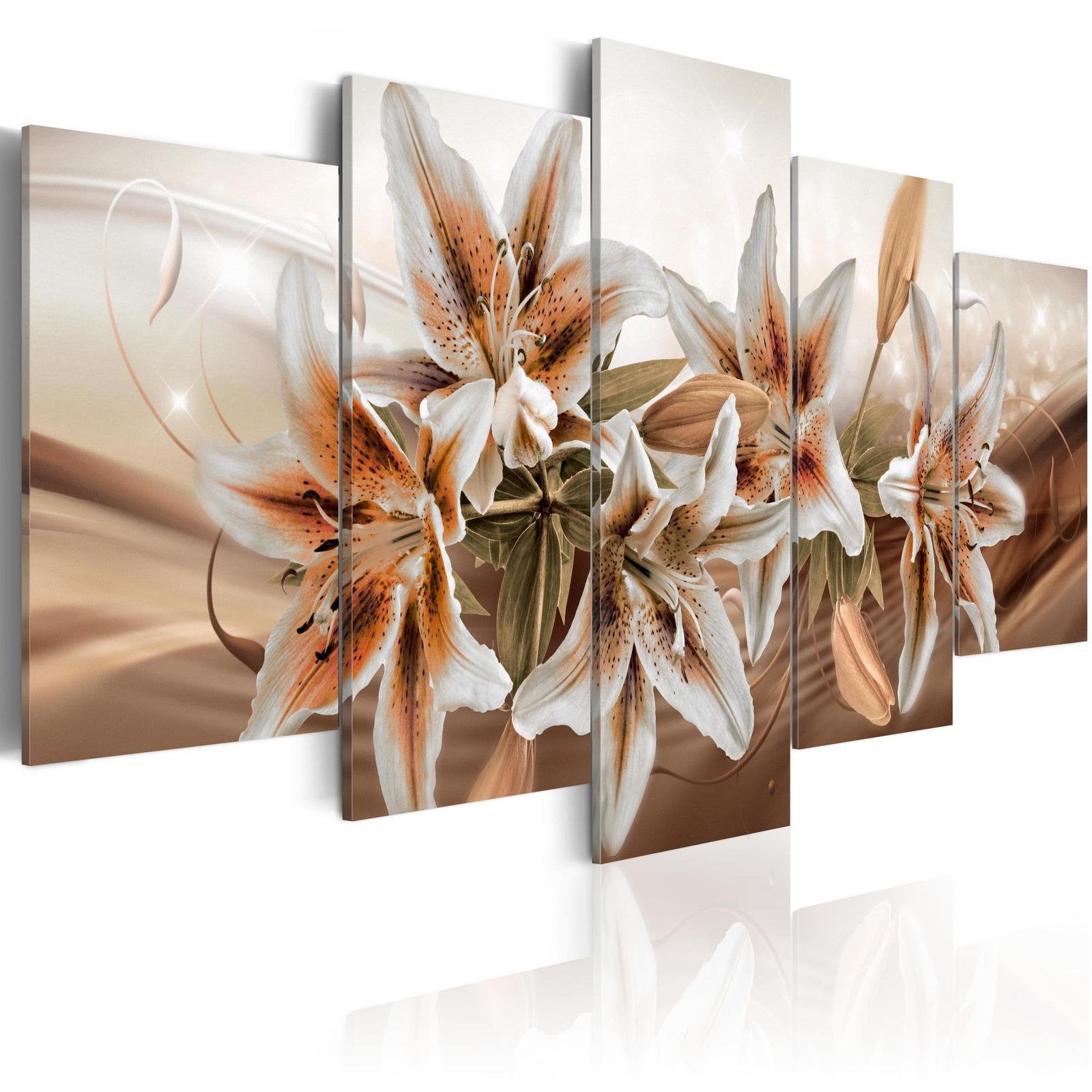 Stretched Canvas Floral Art - Brown Graces-Tiptophomedecor