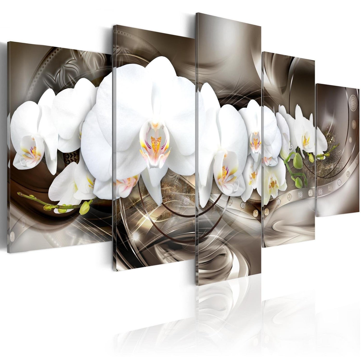 Stretched Canvas Floral Art - Brown Mirage-Tiptophomedecor