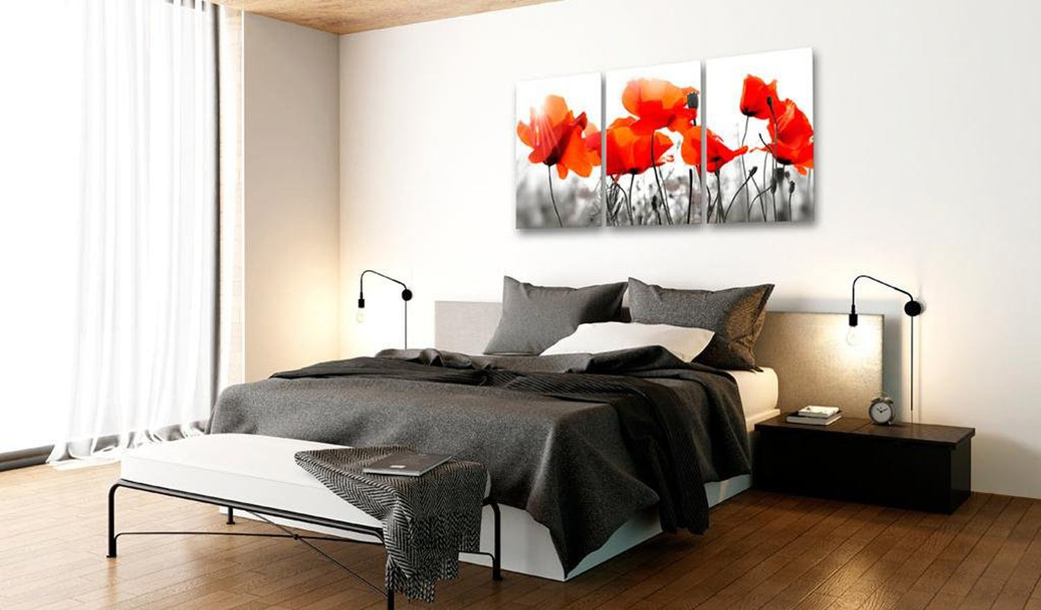 Stretched Canvas Floral Art - Charming Poppies-Tiptophomedecor