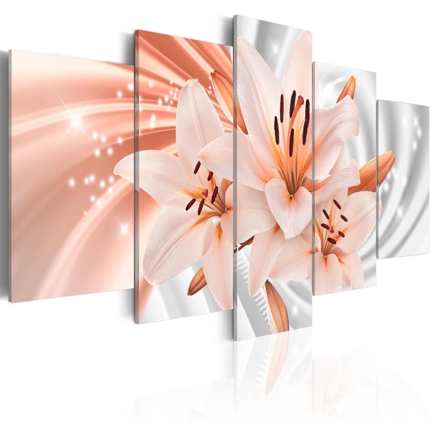 Stretched Canvas Floral Art - Coral Lilies-Tiptophomedecor