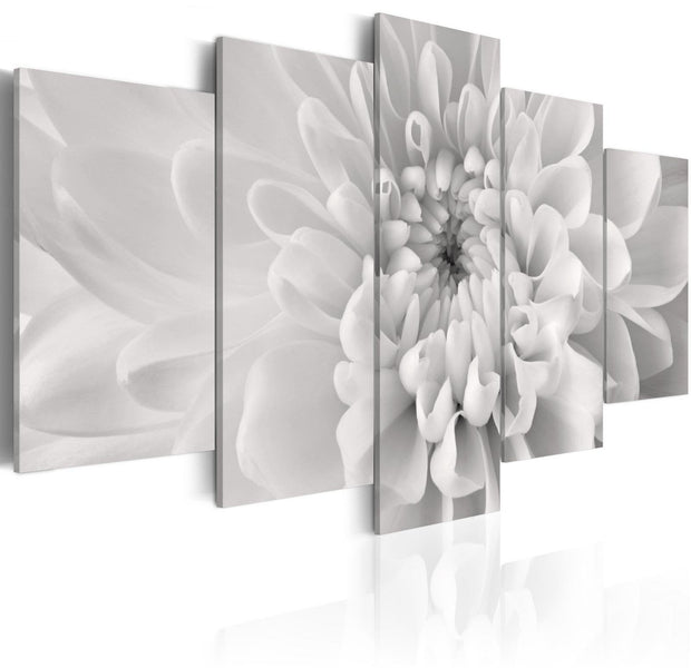 Stretched Canvas Floral Art - Dahlia Flower In Grey Shades-Tiptophomedecor
