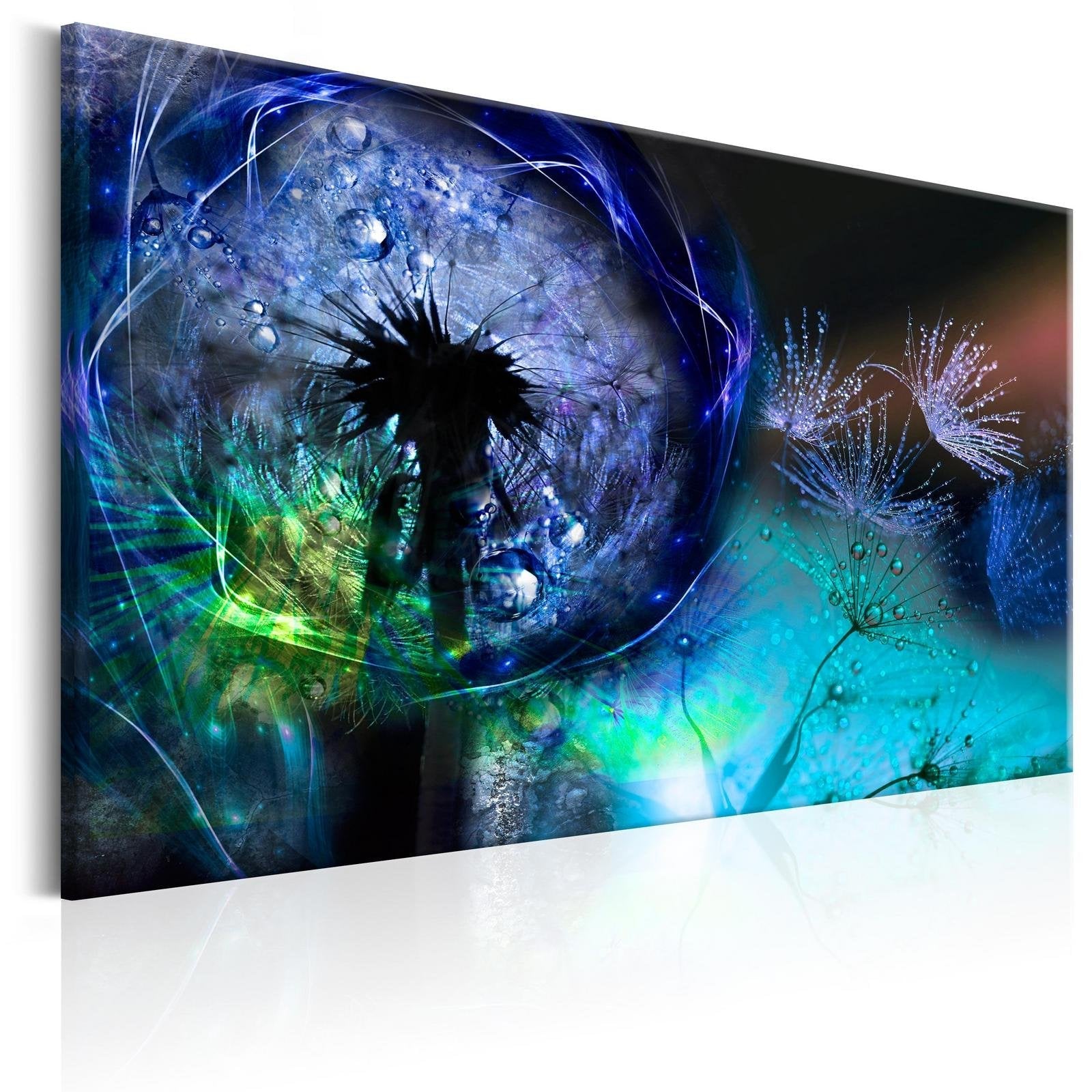 Stretched Canvas Floral Art - Dandelions: Blue Glow-Tiptophomedecor