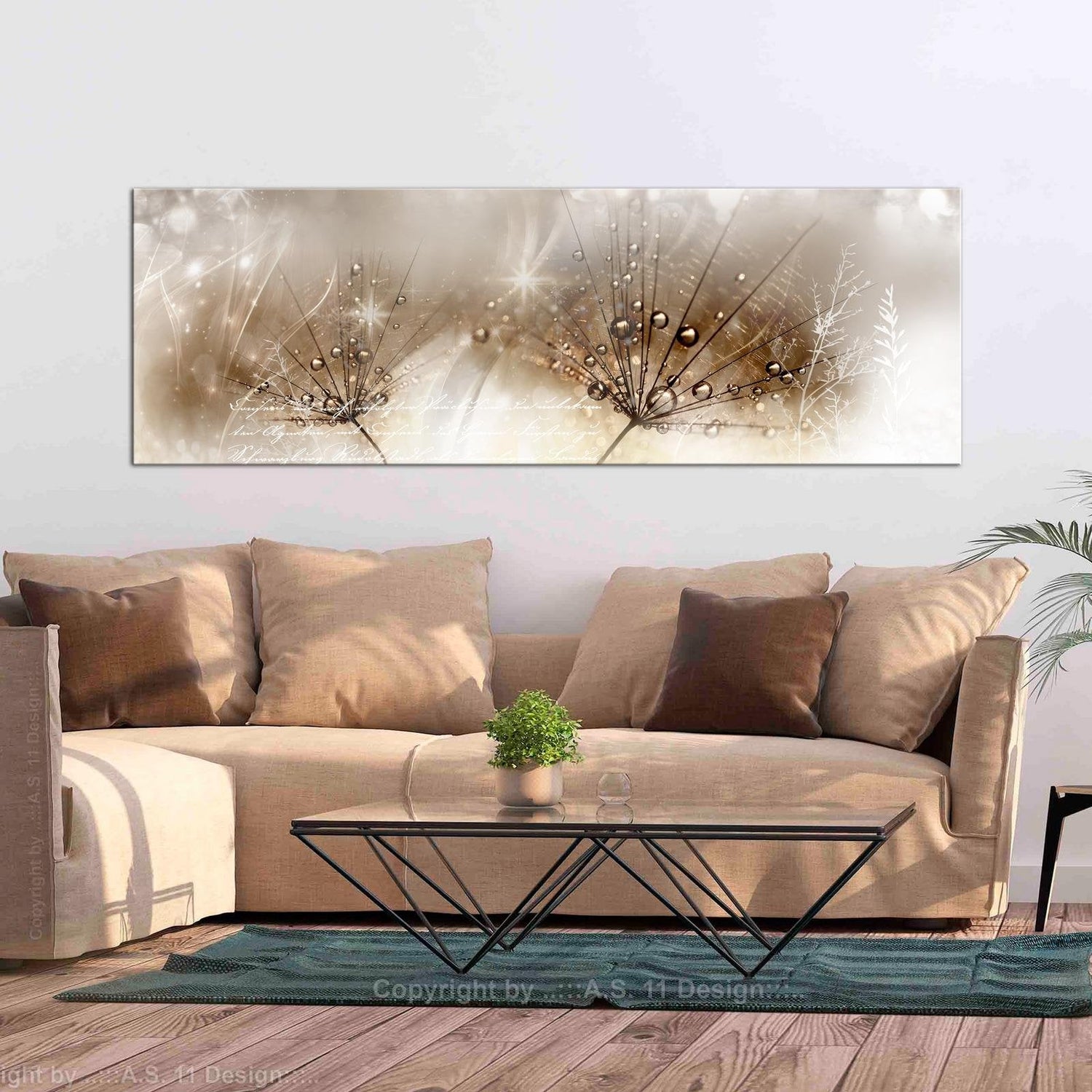 Stretched Canvas Floral Art - Drops Of Dew Brown Narrow-Tiptophomedecor