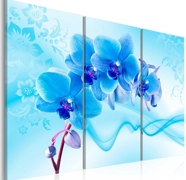 Stretched Canvas Floral Art - Ethereal Orchid - Blue-Tiptophomedecor