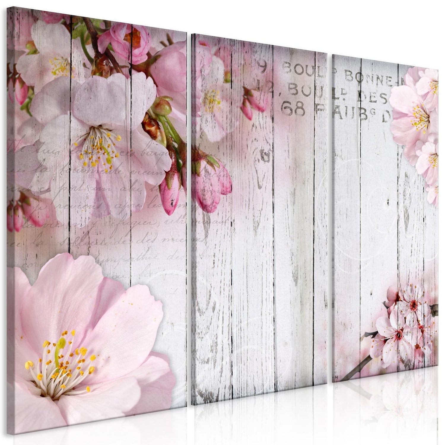 Stretched Canvas Floral Art - Flowers On Boards-Tiptophomedecor