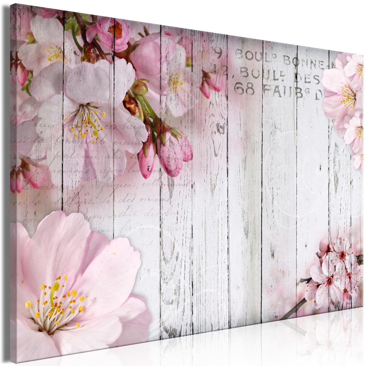 Stretched Canvas Floral Art - Flowers On Boards Wide-Tiptophomedecor